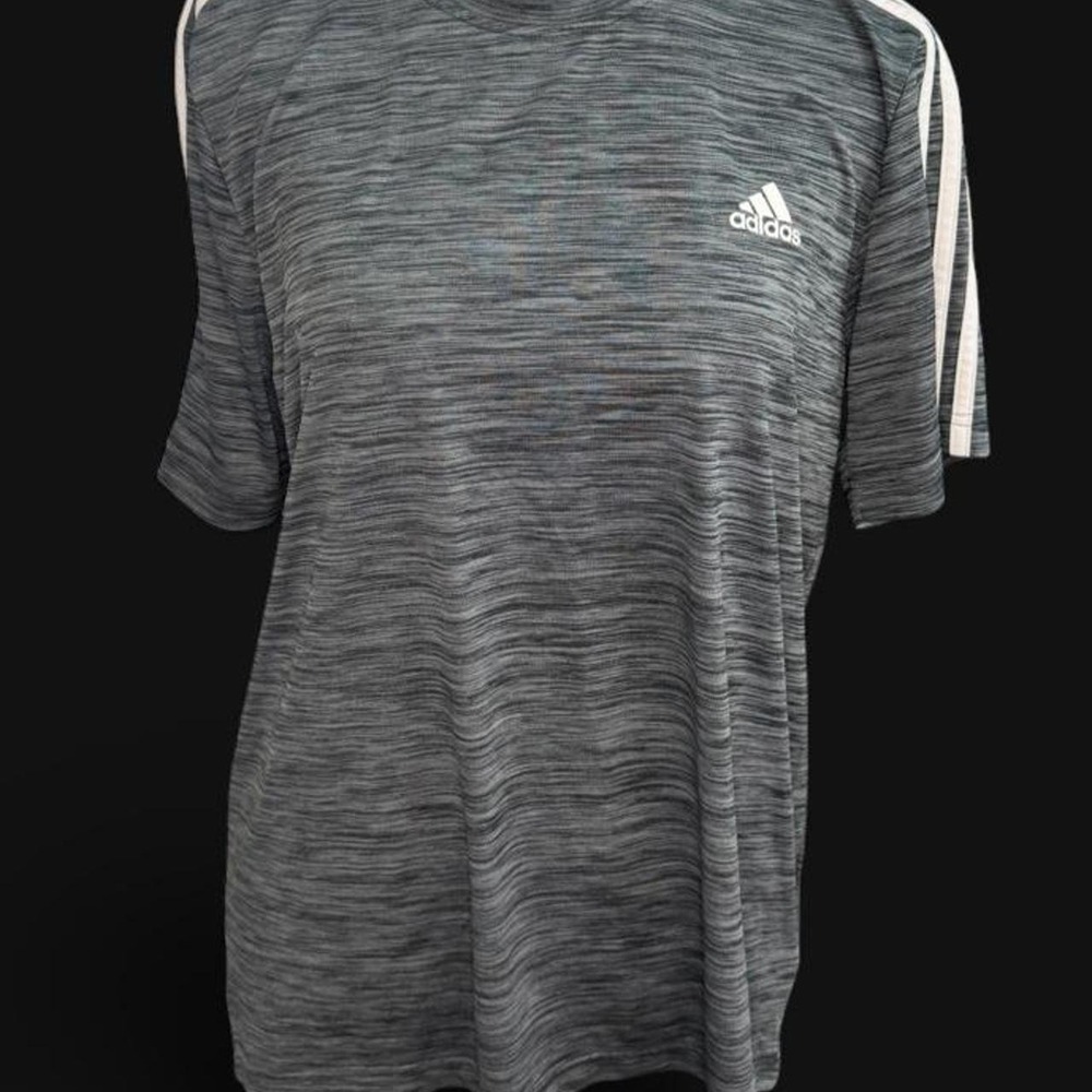 adidas Men AEROREADY Primegreen 3-Stripes Heathered T-Shirt Charcoal Gray Medium